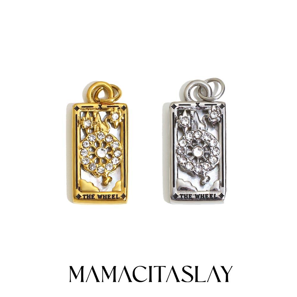 MamacitaSlay 316L Stainless Steel Shell Zircon Tarot Card Charms Necklace Earrings DIY Pendant Waterproof Jewelry Accessories