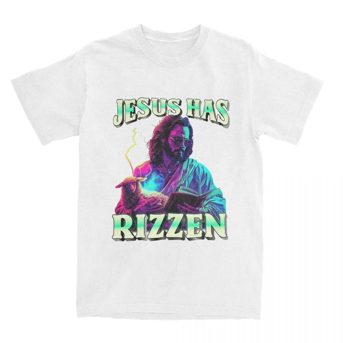 

All Seasons Jesus Has Rizzen Funny Sarcastic T Shirt Merch Christ Pure Cotton Catholic Bible Faith T-shirt Tee Shirt XXXXXL білий