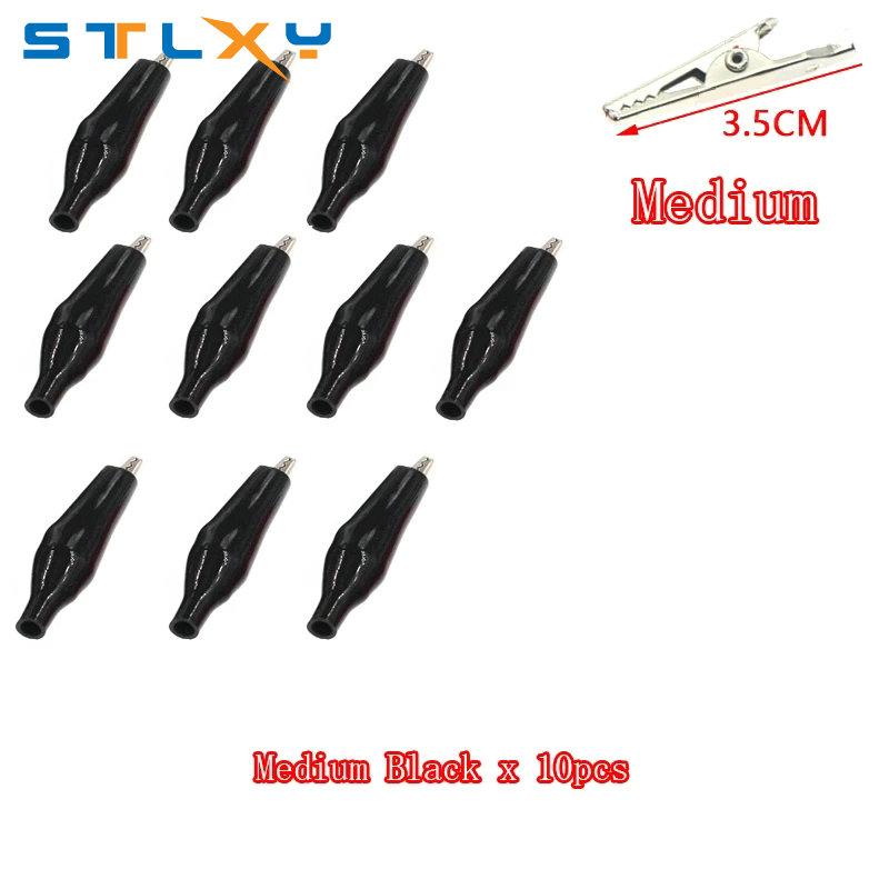 10pcs Metal Alligator Clip Crocodile Electrical Clamp Testing Probe Meter Black Red with Plastic Boot Car Auto Battery