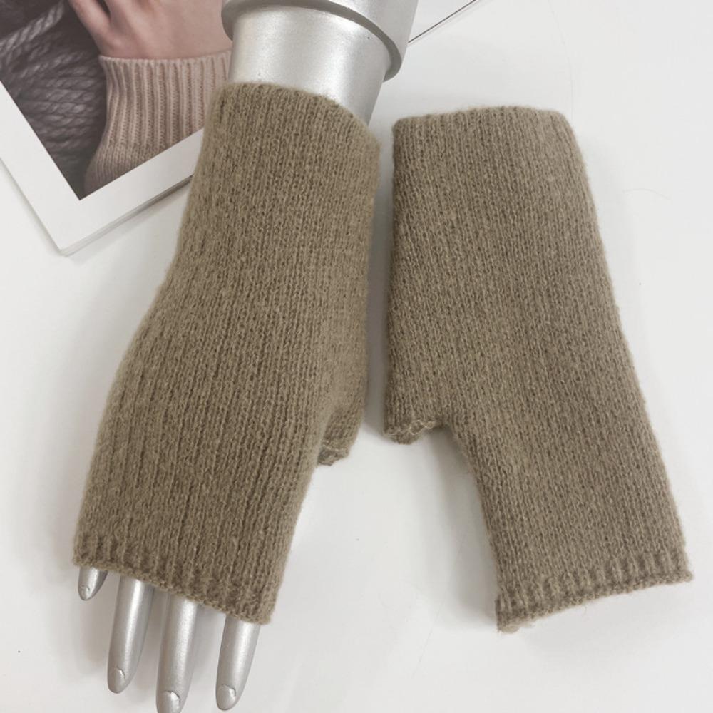 Exposed Finger Cashmere Gloves Hand Protector Knitted Gloves Protable Wrist Gloves  Women Girl