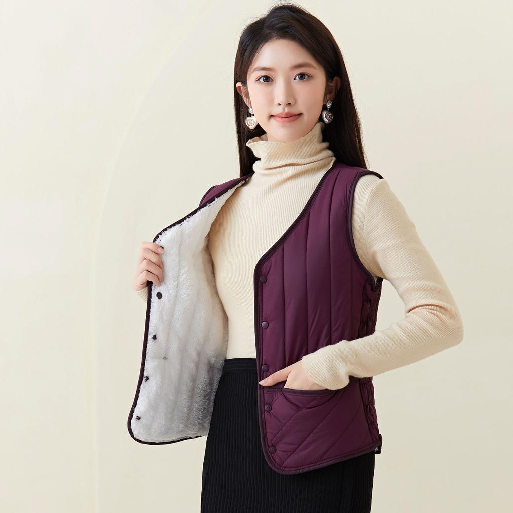Women's Winter Down Cotton Padded Winter Lightweight Double-sided Warm Students Home Female Cotton Vests Fashionable and Warm
