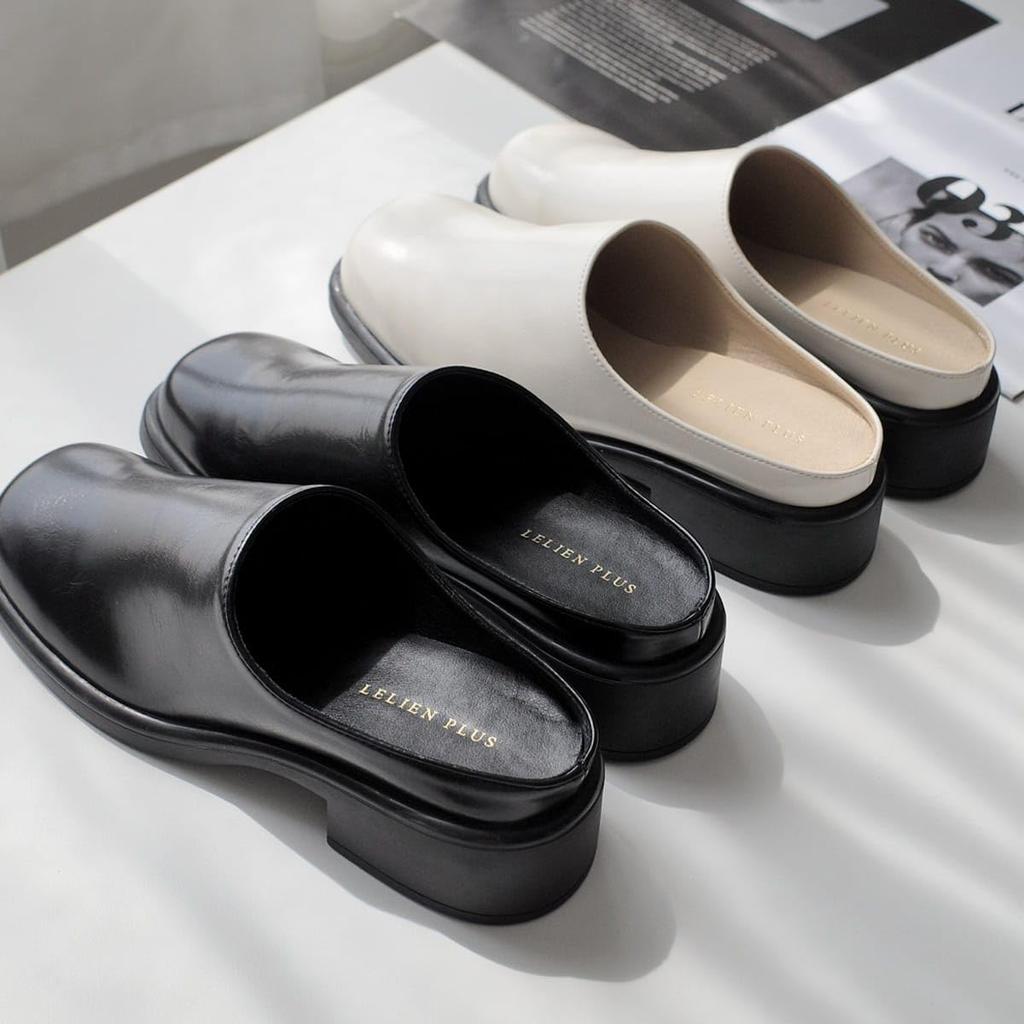 [AmiAmi] Square Toe Loafers Clogs Shoes for Women, Black (Smooth Black, 23.0cm) SY044