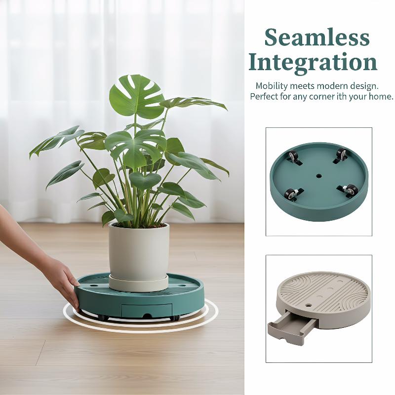360 Degree Rolling Flower Pot Stand with Drip Tray Large Mobile Plant Caddy for Indoors Outdoors Patio Balcony Use
