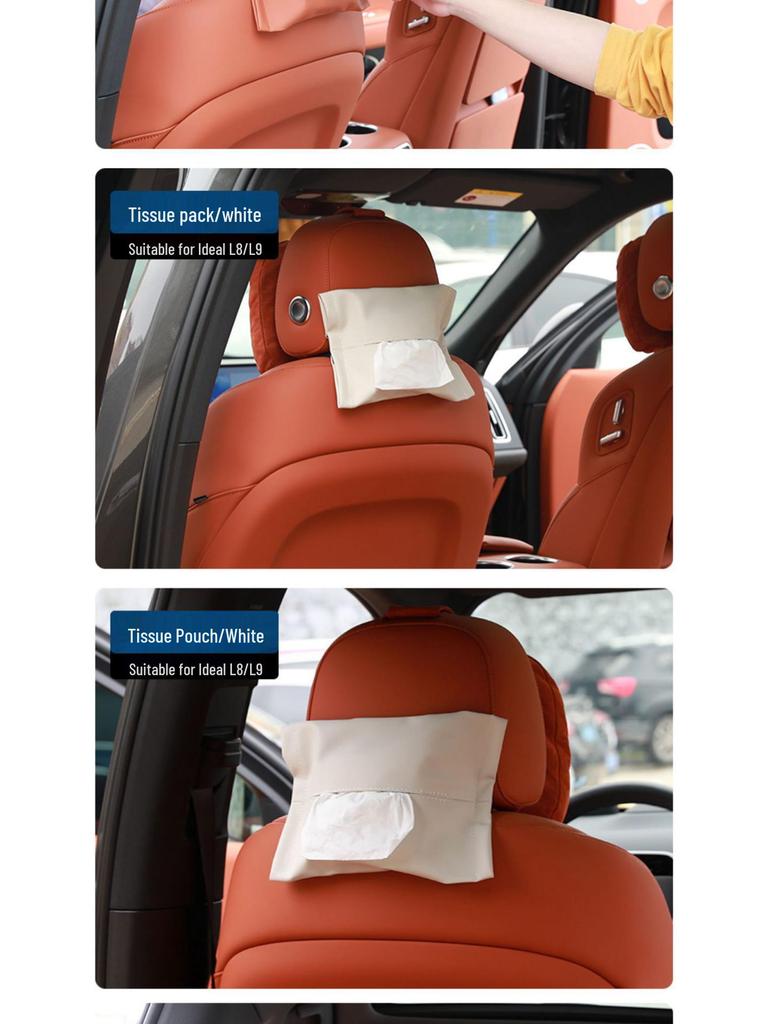 Ideal Car Tissue Box with Headrest Strap - Perfect for L7/L8/L9 Models, Essential Drawstring Paper Case