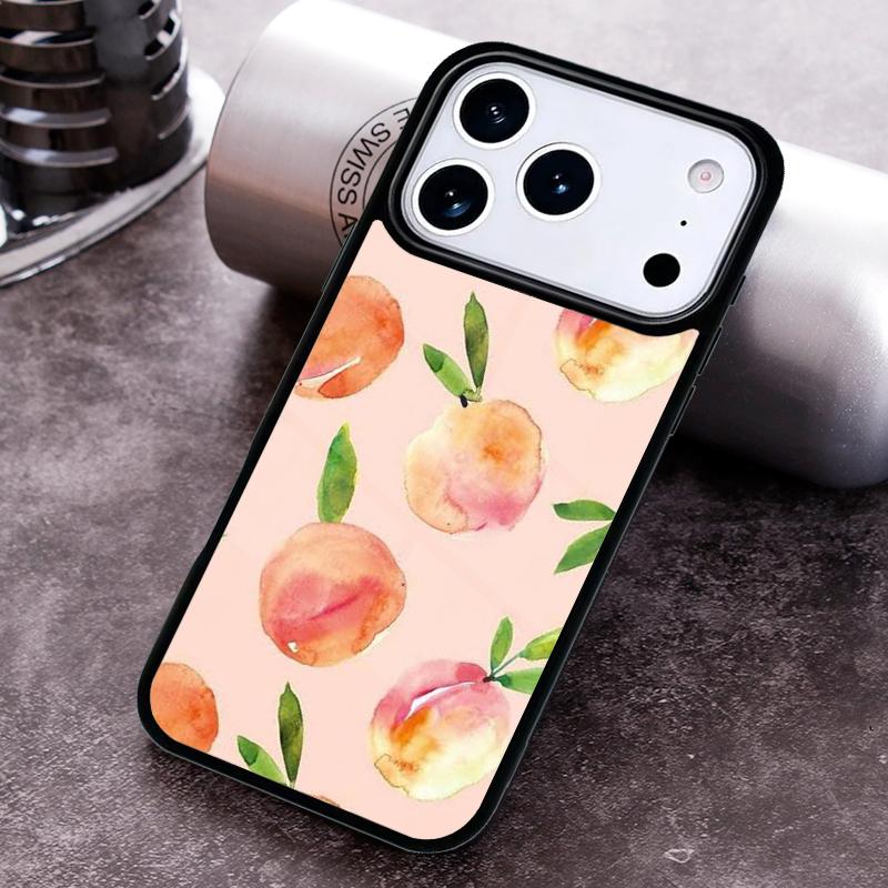 Pink Peaches Aesthetic Phone Case for iPhone 17 16 15 Pro Max Air 14 13 12 11 Plus Shockproof Capa Cover