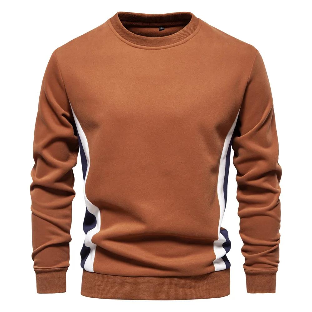 Men's Casual Slim Round Neck Sports Pullover New Autumn Men's Long-sleeved Spliced Sweatshirt