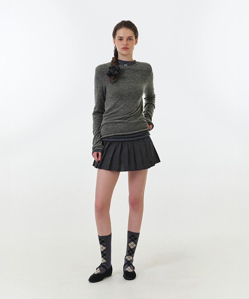 Grove Selena Check Pleats Skirt (Charcoal)