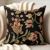 Federa Cuscino Decorativa Vintage con Stampa Floreale Nera, Cuscino Decorativo Botanico Dark Academia