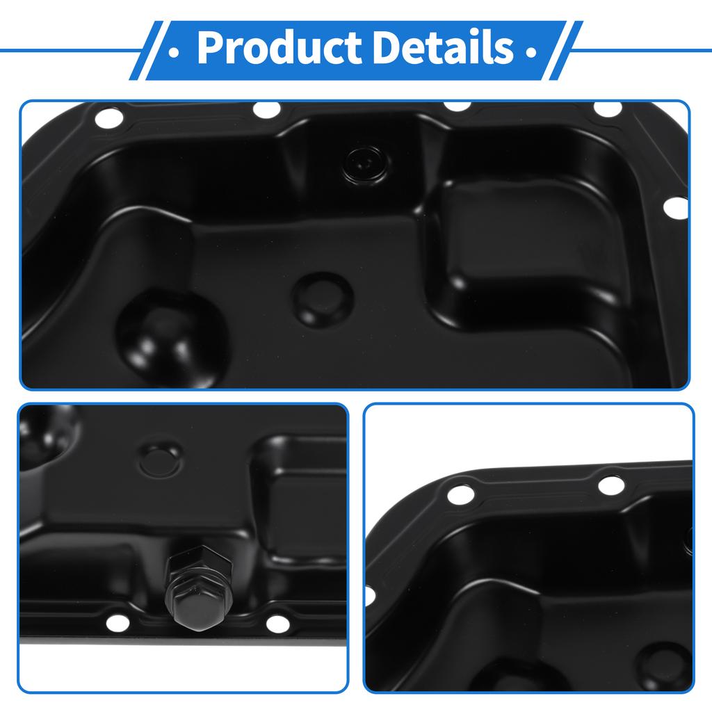 UXCELL No.FN112151X Engine Oil Pan Oil Pan Sump Transmission Oil Pan for Mazda 2 2011-2015 1.5L with Automatic Trans Iron Black