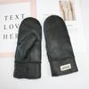 New Winter Warm Women's Sheepskin Gloves Thickened Wool Lined Solid Finger Leather Gloves