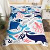 Sea Animals Duvet Cover Set Turtle Print Bedding Sets Queen Size 3D Gorgeous Luxury Comforter Cover Set Marine Life Quilt Cover
