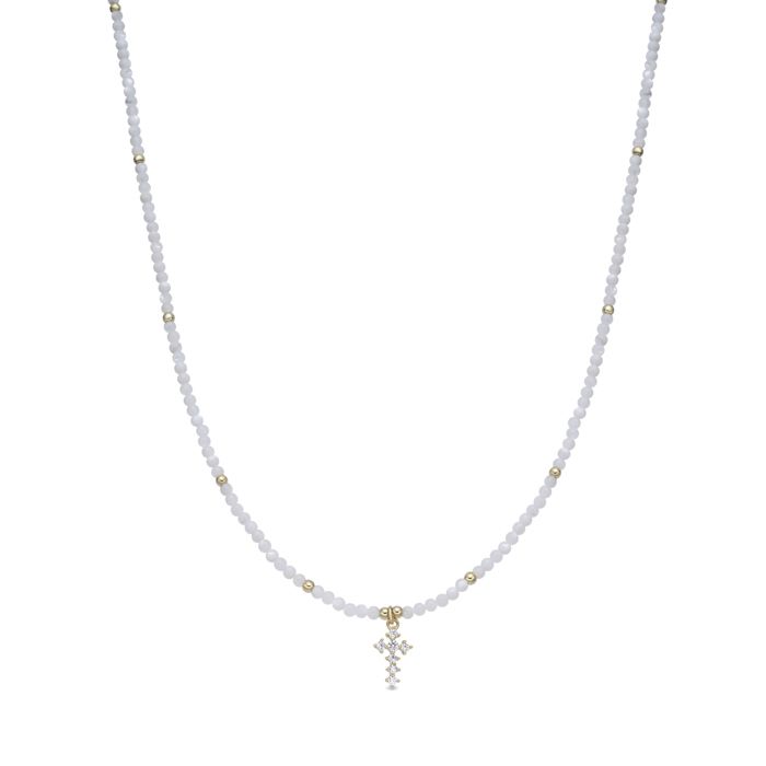 Collana - LUXENTER - Nyali - Madreperla bianca - Finitura oro giallo 18 carati - 42+3 cm