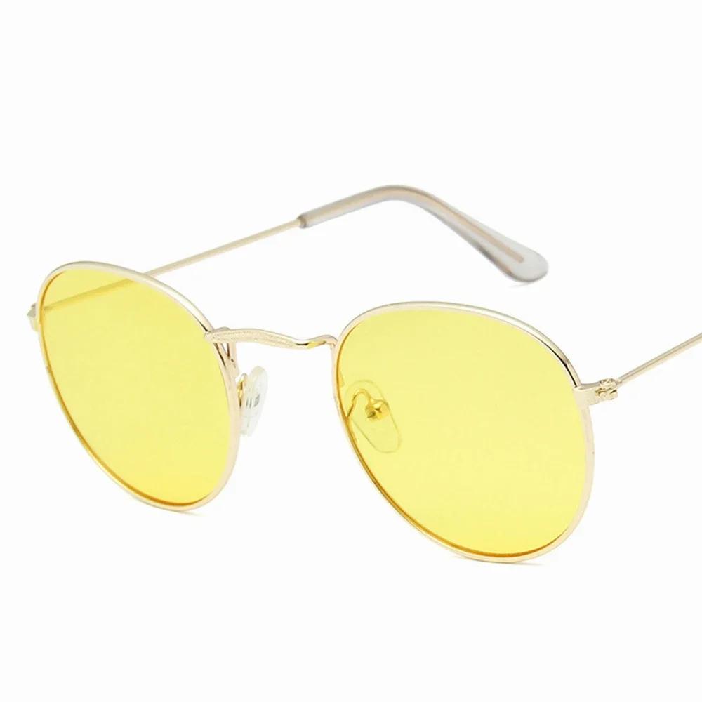 Pink Metal Small Round Sun Glasses Woman Vintage Travel Classic Sun Glasses Female Fashion Retro Lunette De Soleil Femme