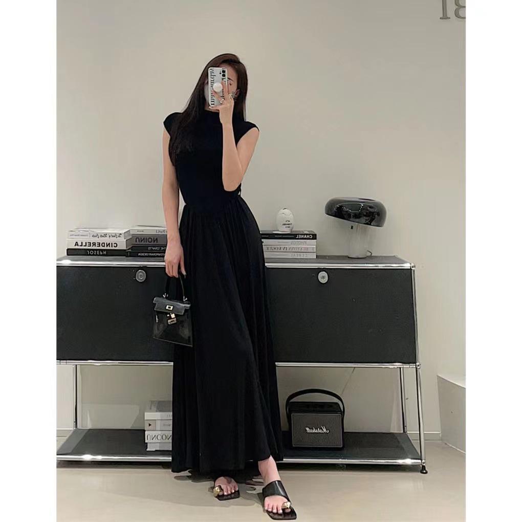 

Women s High-Waisted Retro Gray Pleated Midi Skirt One Size чёрный