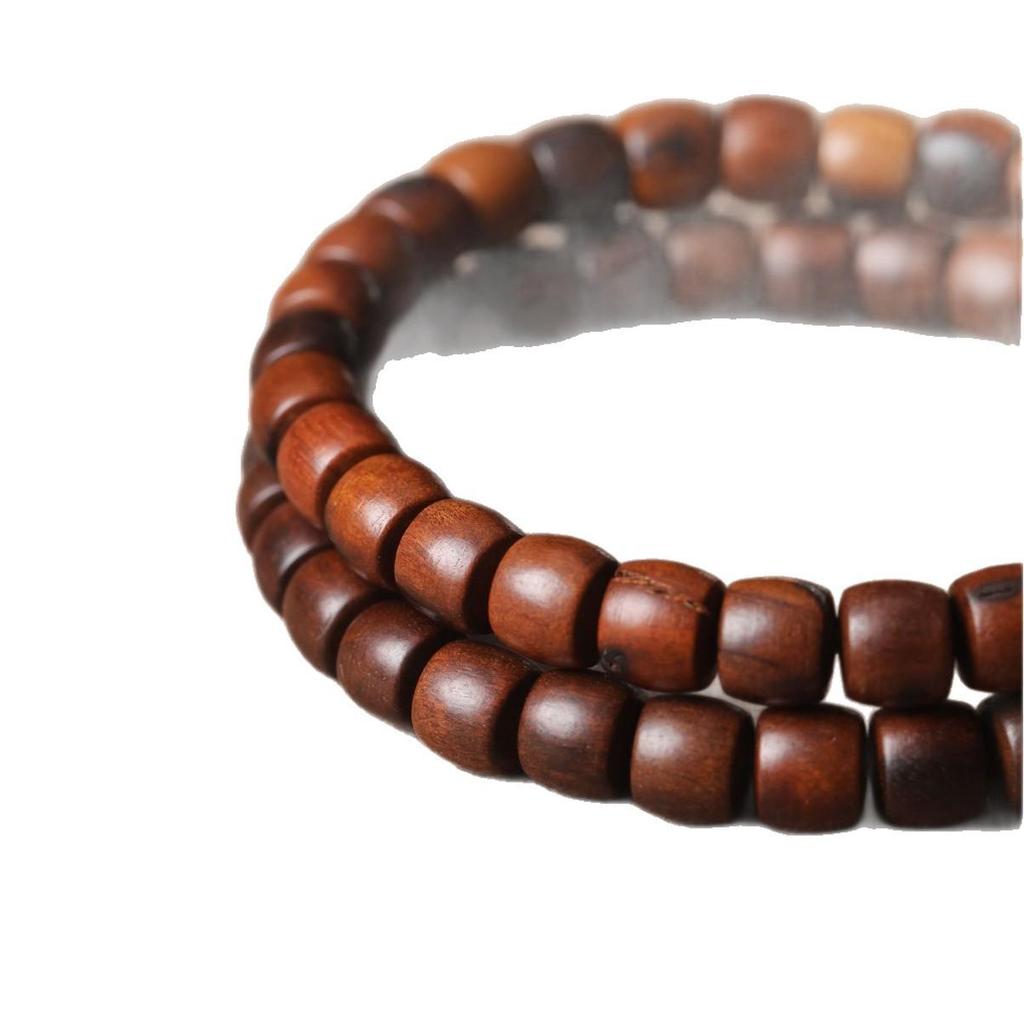 Natural Lightning-Strike Jujube Wood Prayer Bracelet - Barrel Beads, Buddhist & Taoist Ornament, Single Loop
