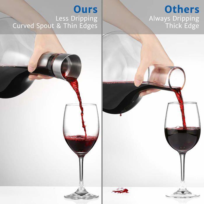 Carafe à décanter - glastal - aerateur de vin - verre cristal - 1800 ml - élégante chic