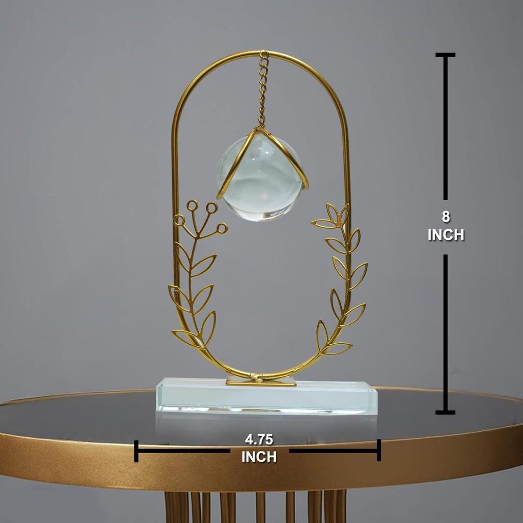 Clear Crystal Ball with Stand, Light Luxury Crystal Sphere for Gift, Gold Art Deco for Photography Ornaments, Bookcase, Wedding, Party