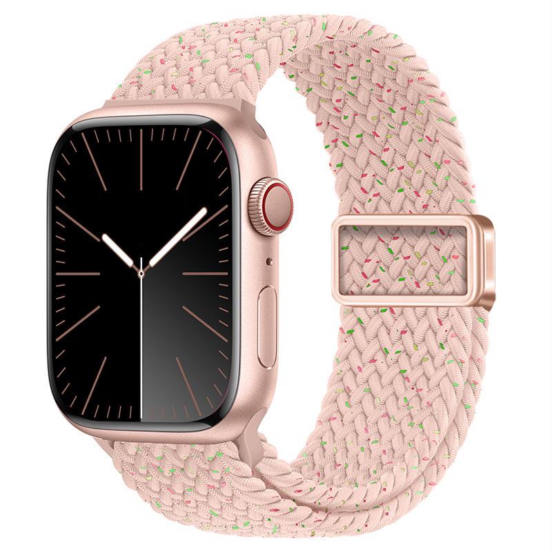 Compatible with Apple Watch S10, iWatch 11, Xiaomi 9, Huawei; Rainbow Nylon Magnetic Buckle Strap.