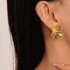 Exaggerated Metal Flower Earrings New Elegant Smooth Flower Stud Earrings For Women Girls Fashion Party Jewelry Gifts