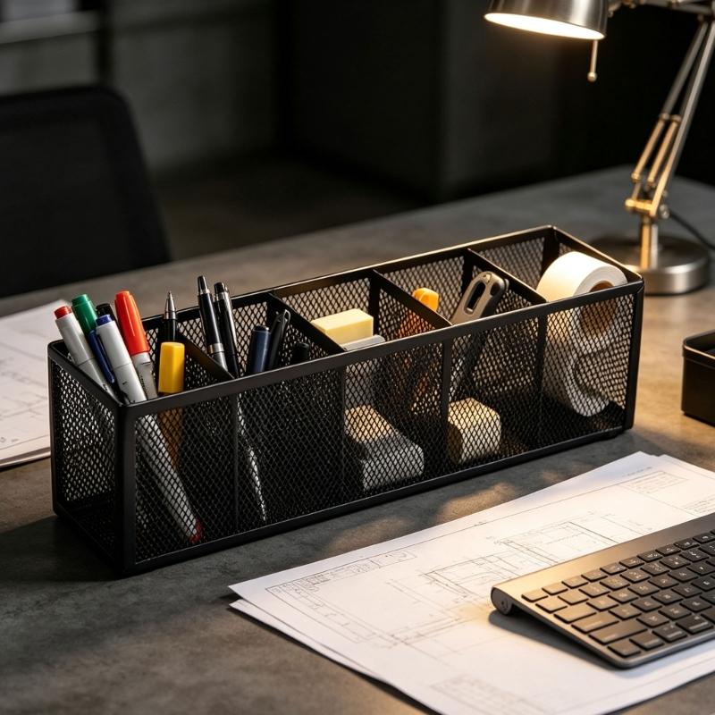 Vanity and Desk Organizers Pen Holders, Black Metal Mesh Desktop Caddy for Brushes, Pen, Scissors, and Supplies