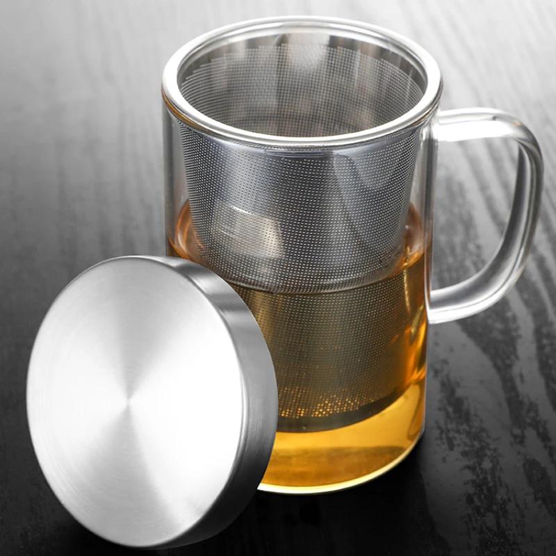 large capacity Tea separation cup Teacup Office with handle Stainless steel tea filter home creative drinking cup dustproof lid
