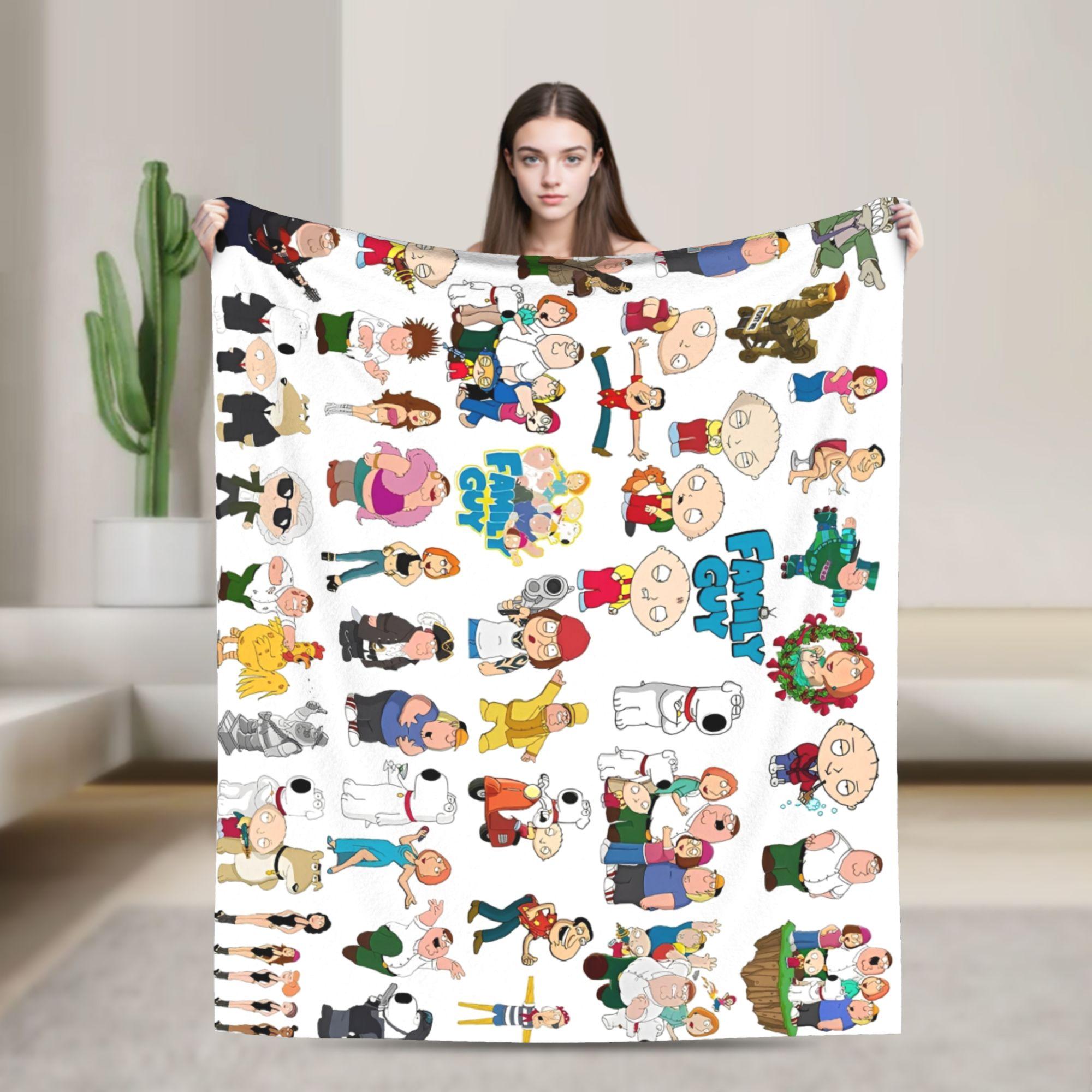 

Families Cartoon Peter Griffin Guys Flannel Throw Blanket Funny TV for Bed Knitted Blanket Car Super Soft Multifunction 30x40in