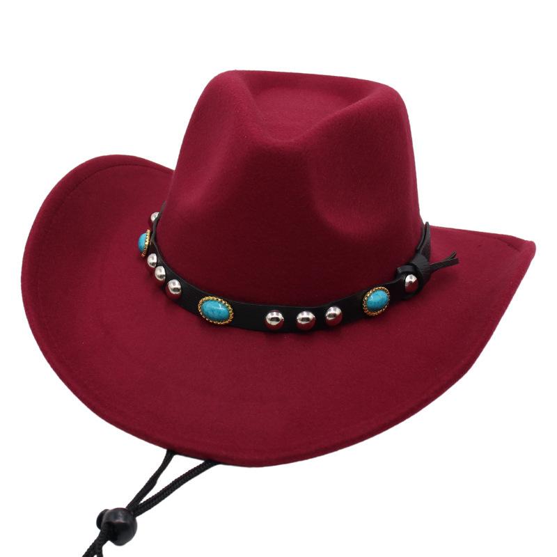 Minority Top Hat Western Cowboy Hat Turquoise Jazz Hat Guozhuang Dance Felt Hat Sun Hat Men And Women
