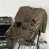 Unisex Vintage Gewaschenes Baumwoll-Kurzarm-T-Shirt - Trendiger Europäischer und Amerikanischer Lockerer Schnitt