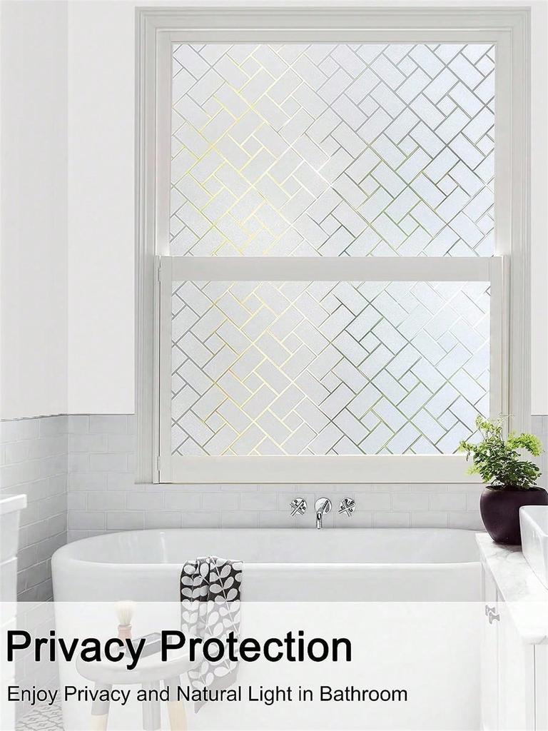 Folie PVC Mată pentru Geam - Aderență Statică, Blocare UV, Acoperire pentru Intimitate pentru Uși de Sticlă Acasă/Birou, Opacă