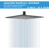 8"/10"/12" 304 Full Body Coverage Shower Set Large Rainfall Black Shower Head Stainless Steel Square Rain ShowerHead