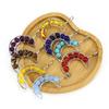 Handcrafted Wire Wrapped Seven-Color Crystal Moon Pendant Necklace