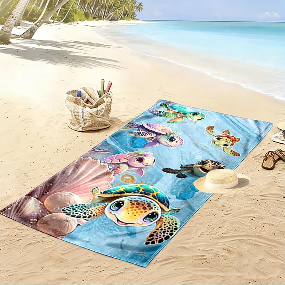 Cute Cartoon Sea Turtles Ocean Theme Beach towel quick-drying for travel outdoor sports jogging beach and swimming