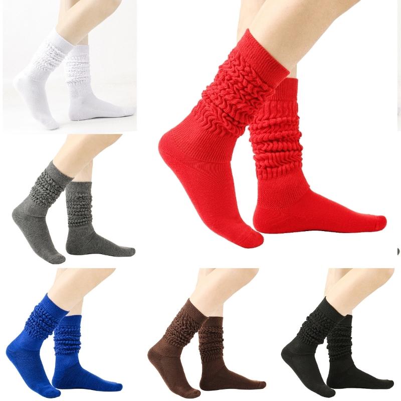Women Calf Socks, Middle Tube Solid Color Crew Socks Colorful Mid-length Stockings Fashion Socks for Women