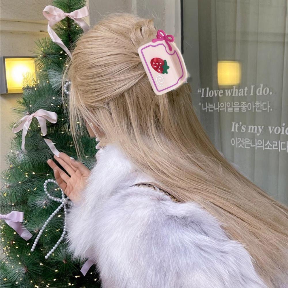 Sweet Cartoon Hair Claw Cute Acetic Acid Shark Clip Kawaii Strawberry Grab Clamps  Travel