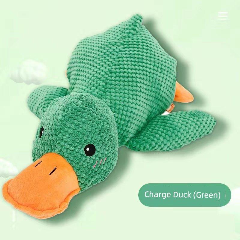 

Dog Toy Stuffed Bite-Resistant Molar Sound Relieving Stuffy Handy Gadget Golden Retriever Corgi Pet Supplies Cat Charging Duck [Interesting Airbag Sound] Green Charge Duck