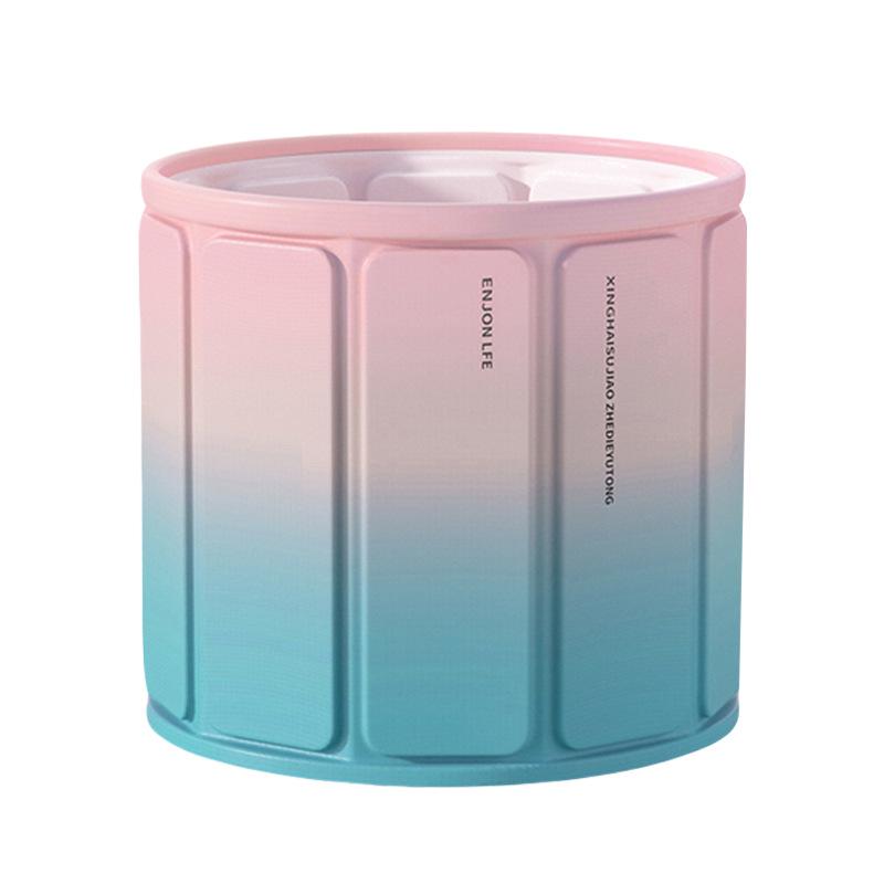 Folding Insulated Adult Soaking Tub - Anti-Rollover, Cotton-Padded, Large Size (Blue/Pink)