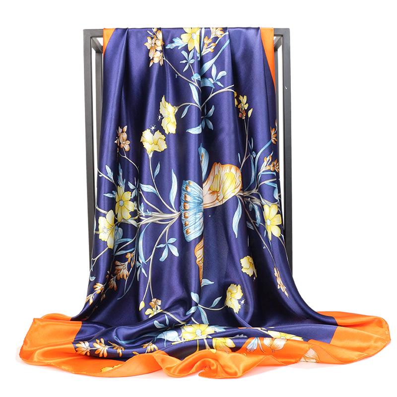 

Высококачественные роскошные шелковые шарфы, повязка на голову, шарфы, шейный шарф для женщин, шелковый шарф с цепочкой, женская декоративная шаль 90*90cm