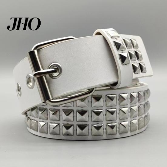 Cintura Decorata con Borchie Quadrate Stile Punk Borchie Regolabili Fascia Vita Rock Accessori Scena Gotica per Donne Ragazze Edgy