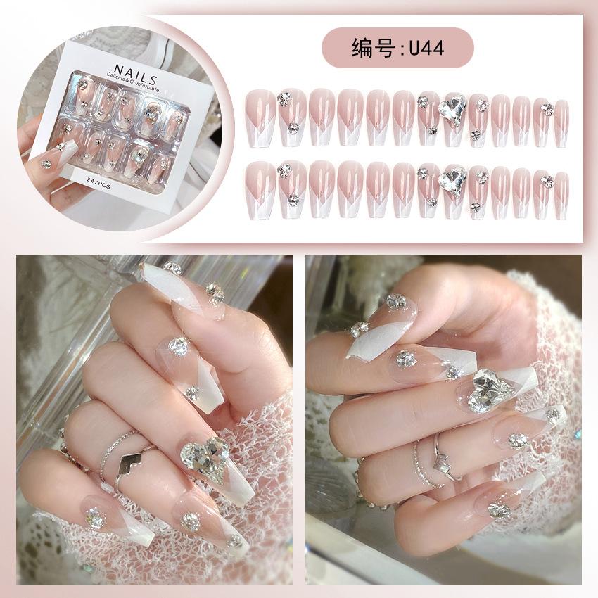 Handgefertigte Nagelkunst Tragenägel Fertigprodukte Fortgeschrittener Reiner Stil Nagelaufkleber Fertigprodukte Vollstein Großer Diamant Nagelaufkleber Kollektion