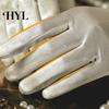 Wedding Bridal Gloves 1 Pair Faux Pearls Decor Shirring Cuffs Solid Color Elegant Short Wrist Satin