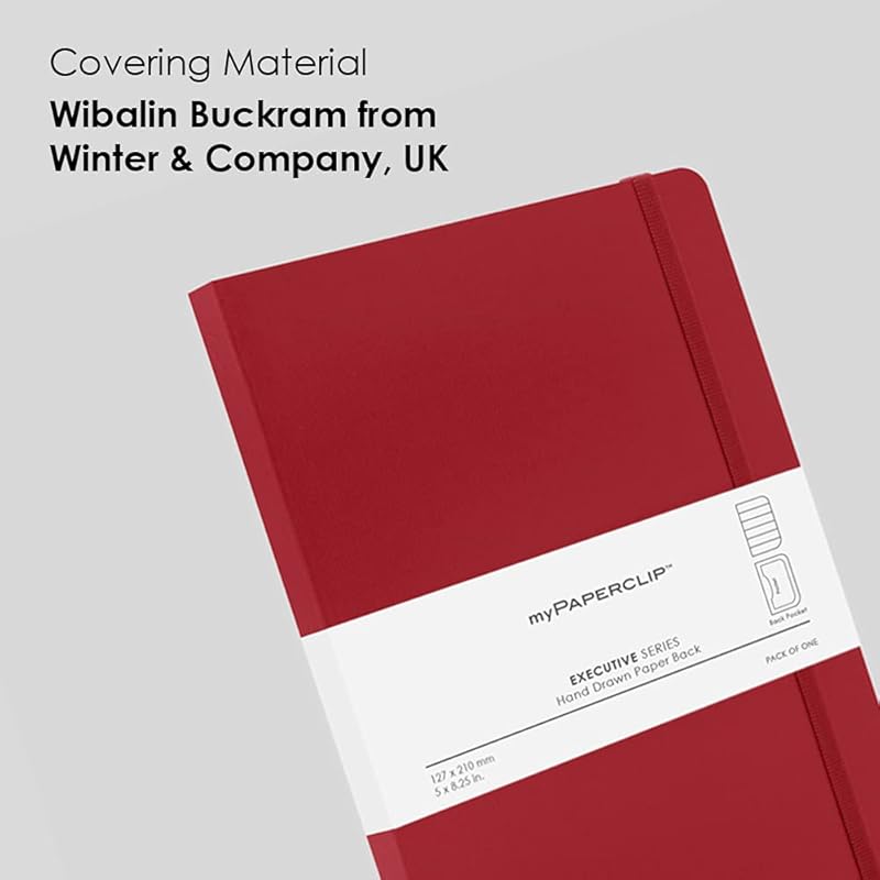 myPAPERCLIP Executive Series Notebook, Medium (127 x 210mm, 5 x 8.25 in.) Ruled, ESX192M-R Red