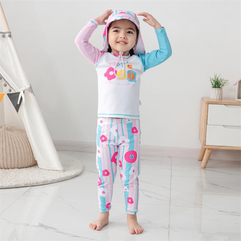 

Korean Style Girls Long Sleeve Sunscreen Swimsuit - Small, Medium, Large Size 150 (Height 140cm, Weight under 32.5kg)