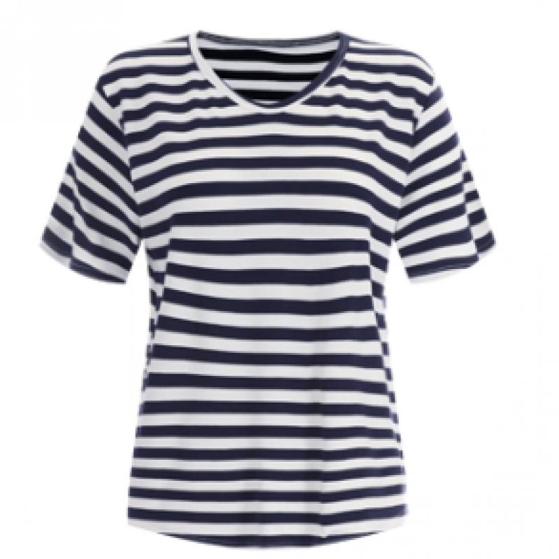 Shop   Women V Neck Regular FiT STripe ShorT sleeVed T shirT Burgundy Dai Wsh 12