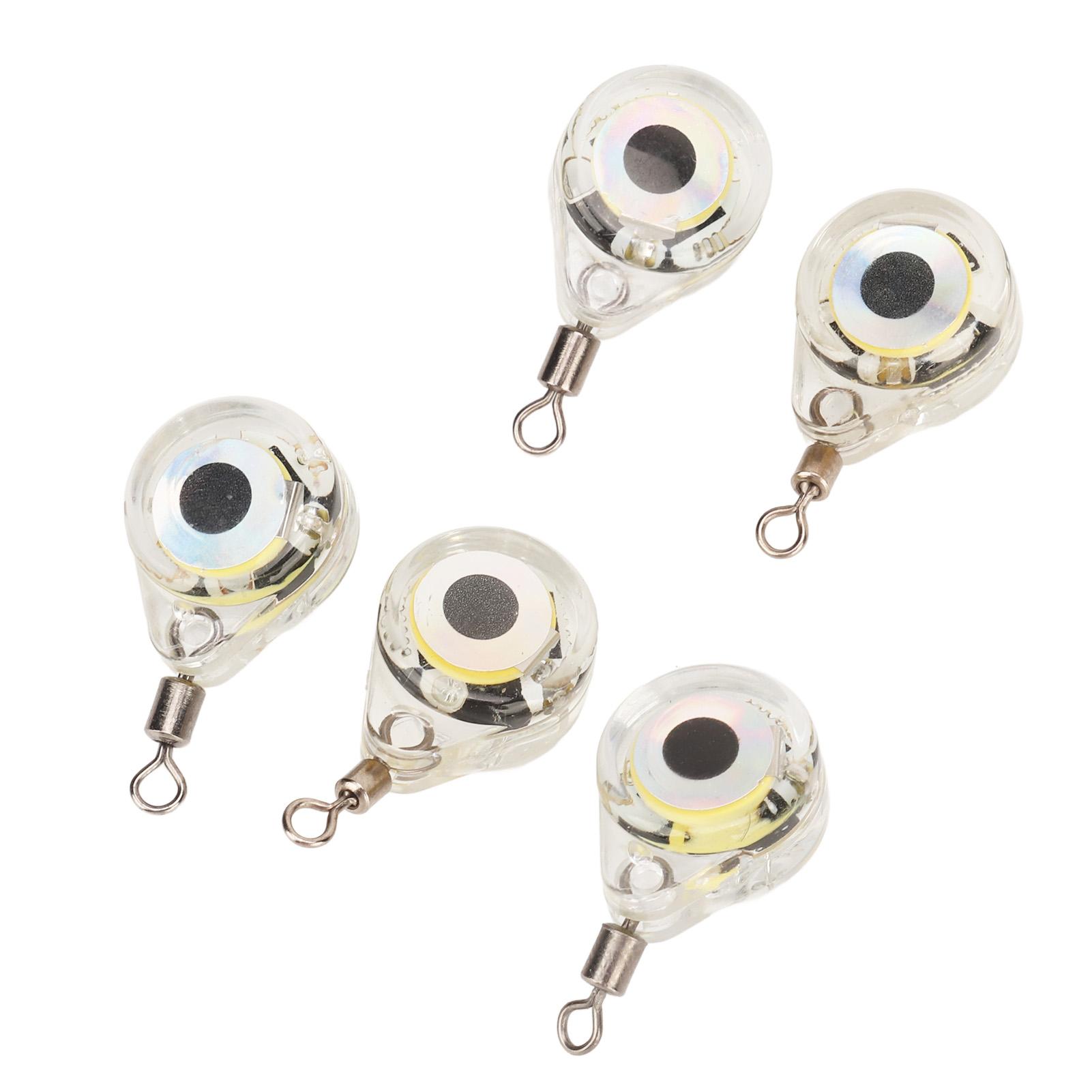 5PCS Lure Light Deep Drop Fishing Lights Strobe Eye Shape ABS Shell Swivel Hook Spoons Fishing Gear for Saltwater Freshwater