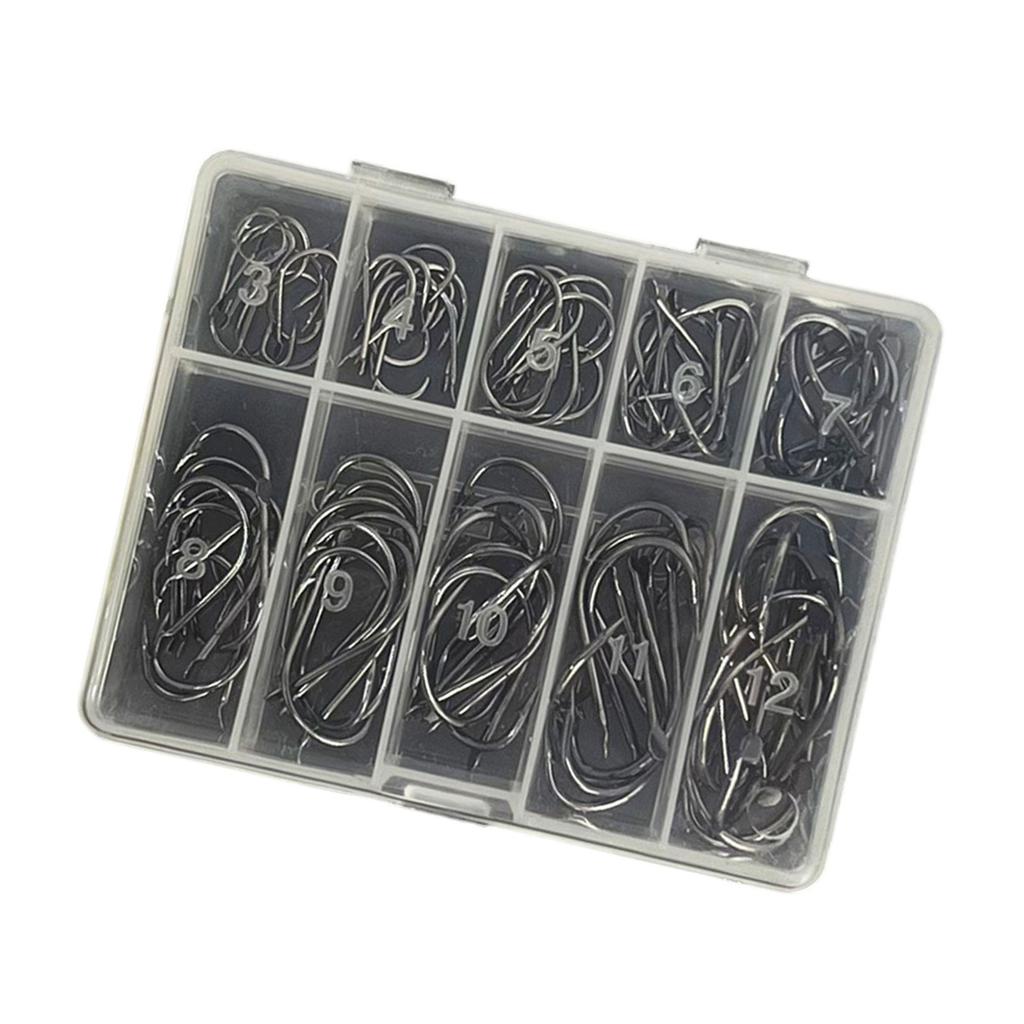 70/100 Stück Kohlenstoffstahl Angelhaken mit Öhr Fischhaken Korrosionsbeständig Metall Kreishaken Angelzubehör Langlebig