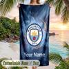 Beach Towel Manchester City Print Custom Name Text Soft Towel for Swimming Pool