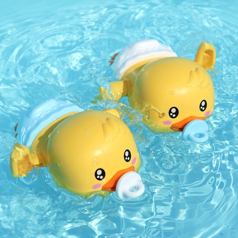 Baby Bath Toys Water Chain Clockwork Bathing Cute Swimming Yellow Duck Toy Toddler Pool Beach Classic Toy For Kids Water Playing