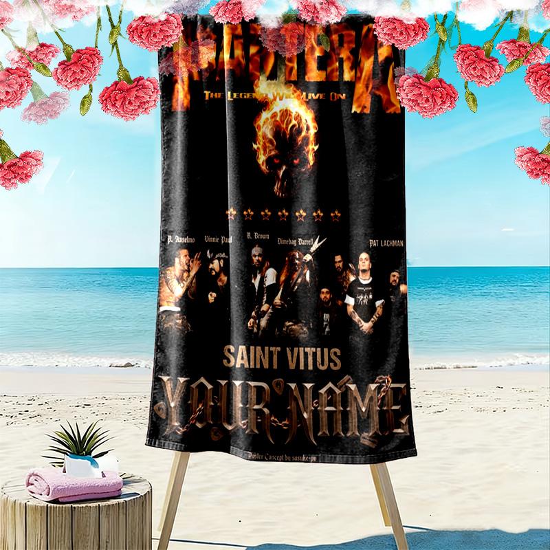 Name Custom Pantera Band Print Beach Towel, Large Soft Quick Dry Towel for Beach Camping Swimming