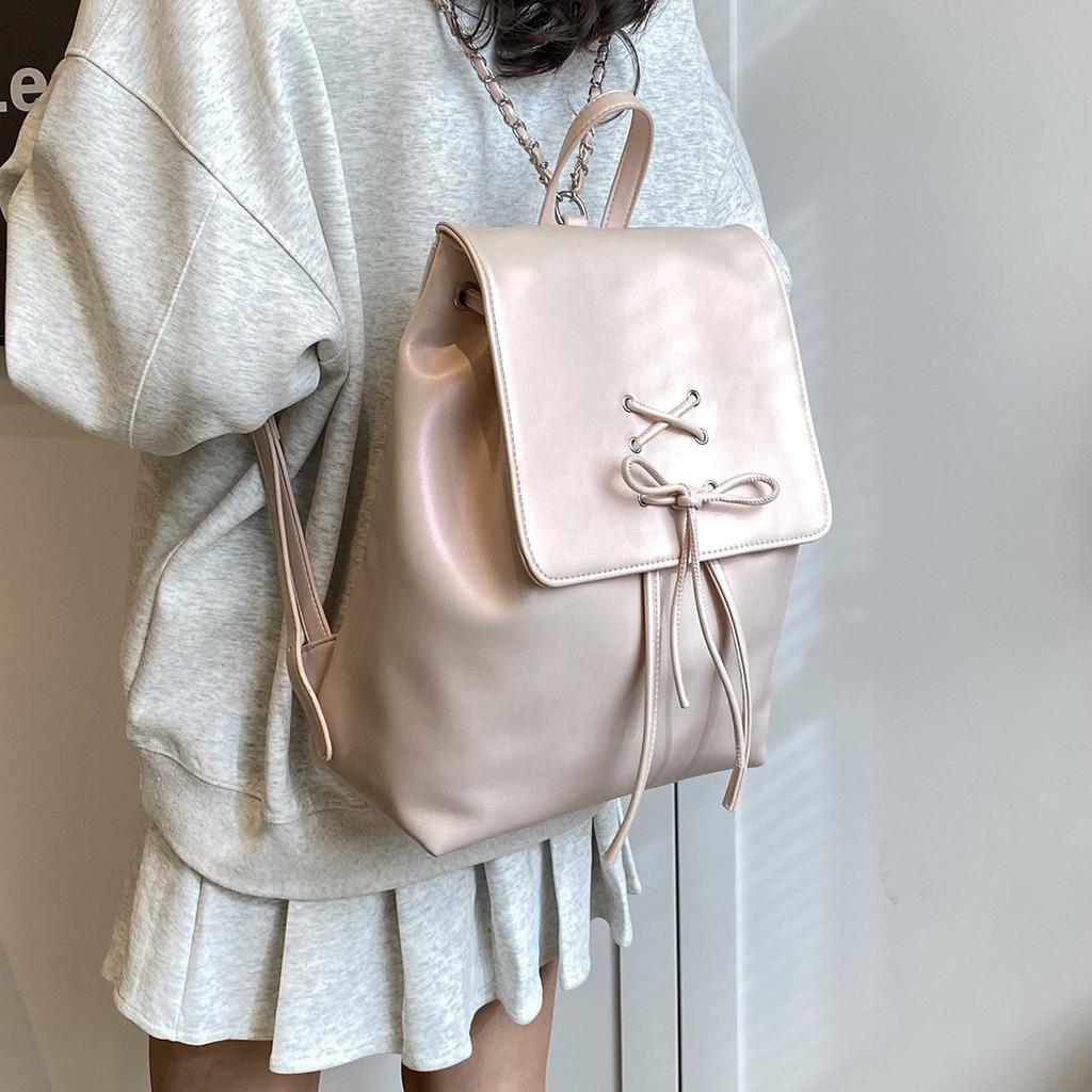 Bow Double Shoulder Bag Women's New Fashion Backpack Cute Portable Shoulder Bag School Bag