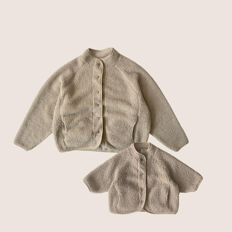 Korean Children's Clothing Winter Boys Girls Color Coat Plus Velvet Padded Jackets